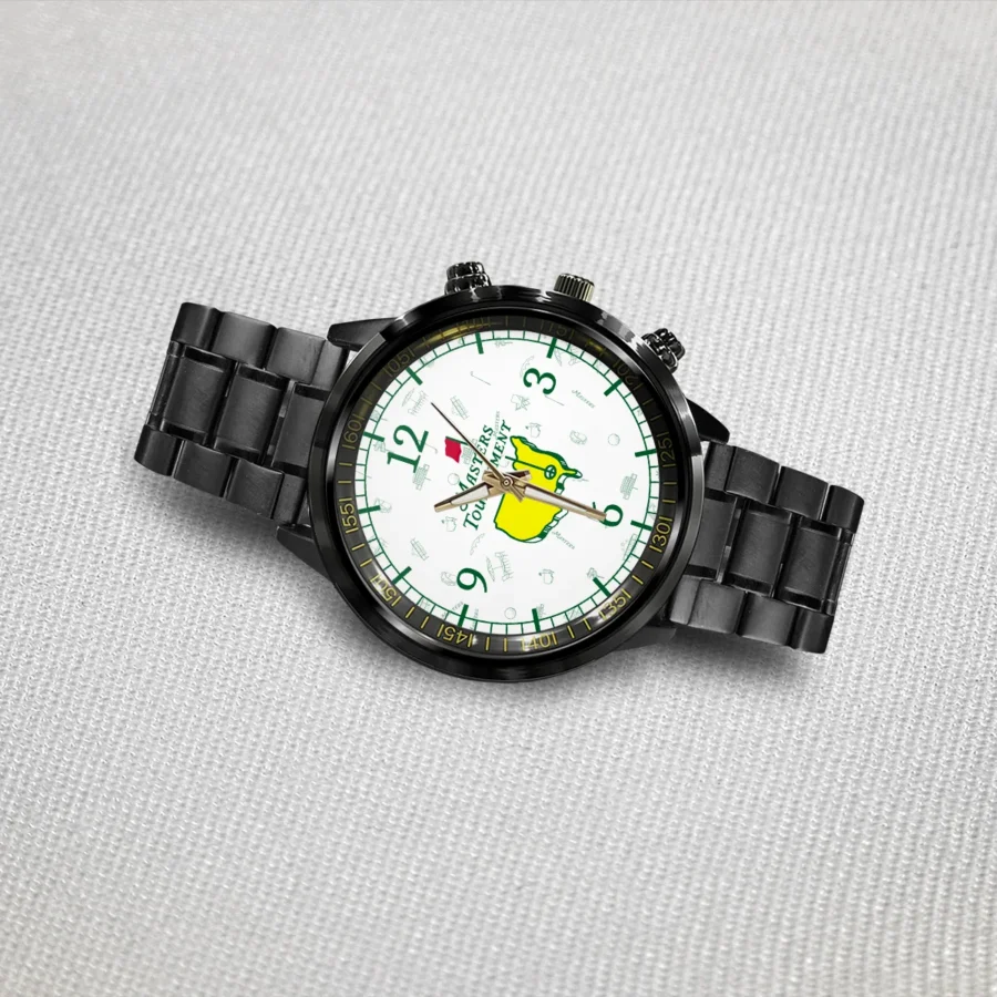 Clock Face Masters Augusta Icons Pattern Masters Tournament Black Stainless Steel Watch
