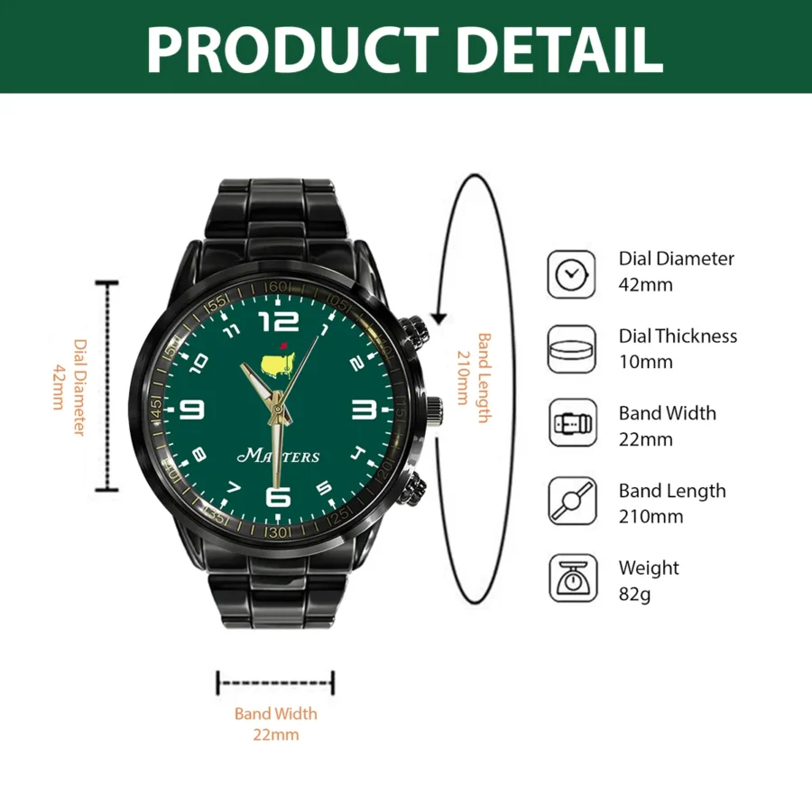 NEW Masters Tournament Watch Augusta National Golf Club Black Stainless Steel Watch Gift For Fans