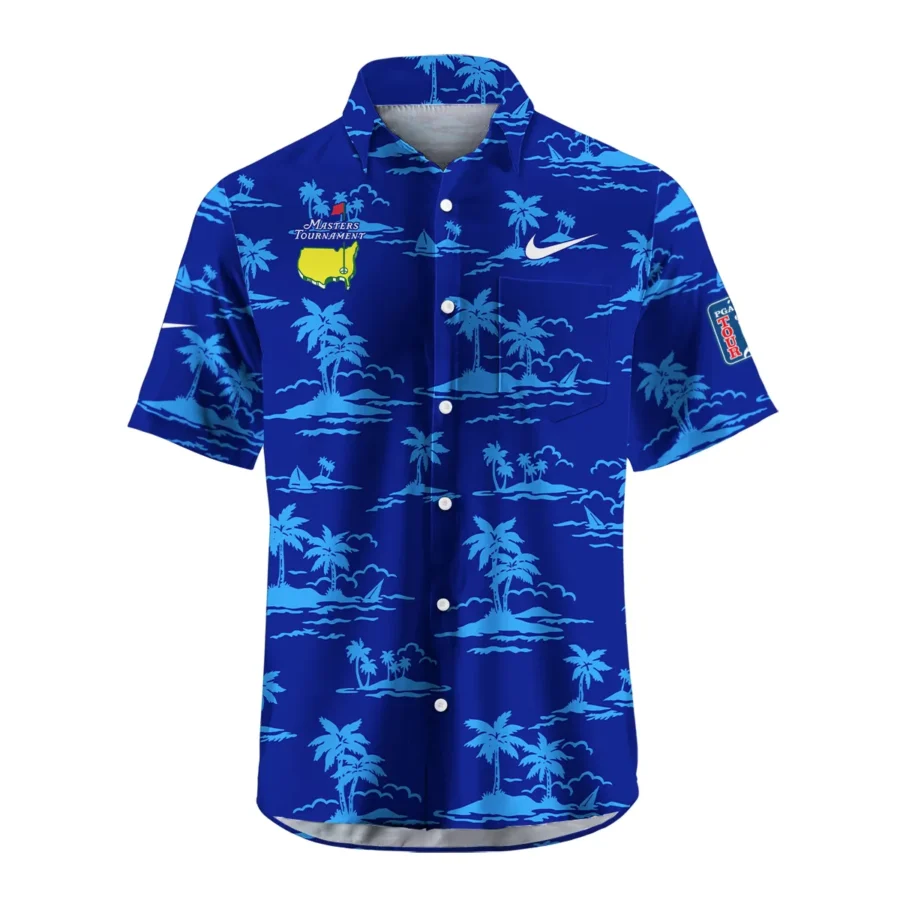 Navy Nike Masters Tournament Exclusive Logo Hawaiian Shirt Zipper Pockets Ultra Lightweight Shirt HOHW250225A2NKHWP-NV