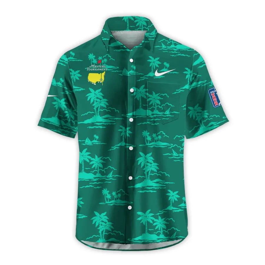 Teal Green Nike Masters Tournament Exclusive Logo Hawaiian Shirt Zipper Pockets Ultra Lightweight Shirt HOHW250225A2NKHWP-TG