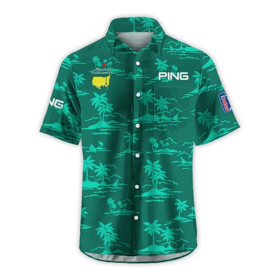 Teal Green Ping Masters Tournament Exclusive Logo Hawaiian Shirt Zipper Pockets Ultra Lightweight Shirt HOHW250225A2PIHWP-TG