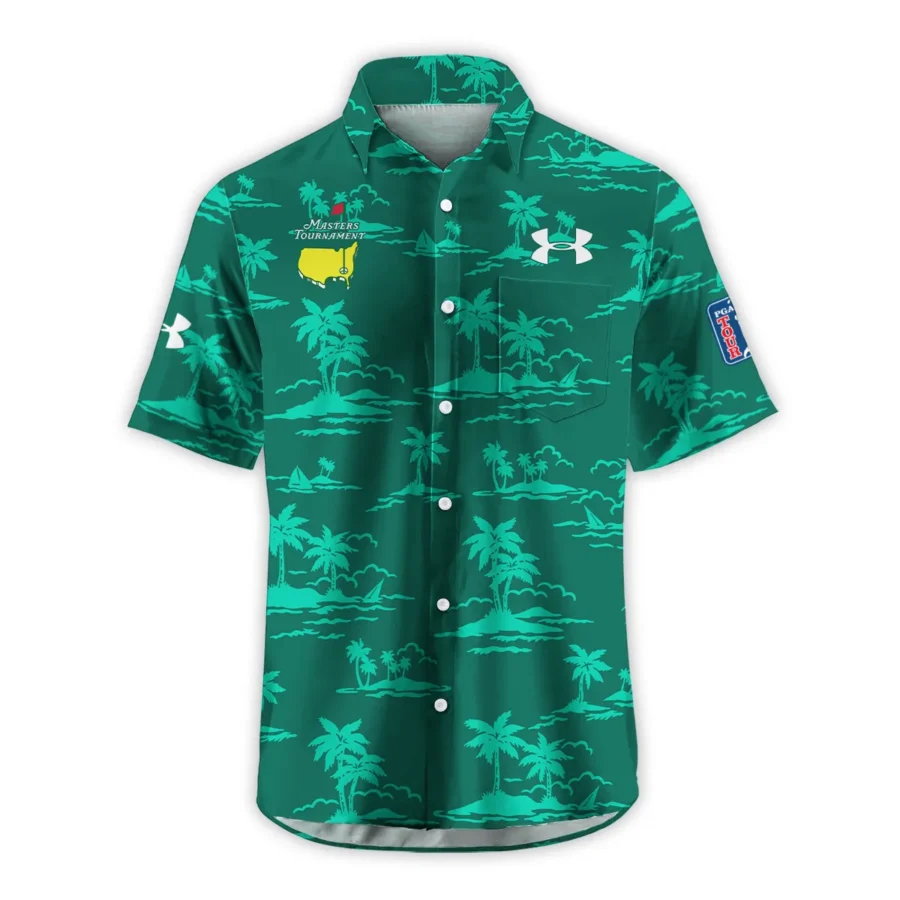 Teal Green Under Armour Masters Tournament Exclusive Logo Hawaiian Shirt Zipper Pockets Ultra Lightweight Shirt HOHW250225A2UAHWP-TG