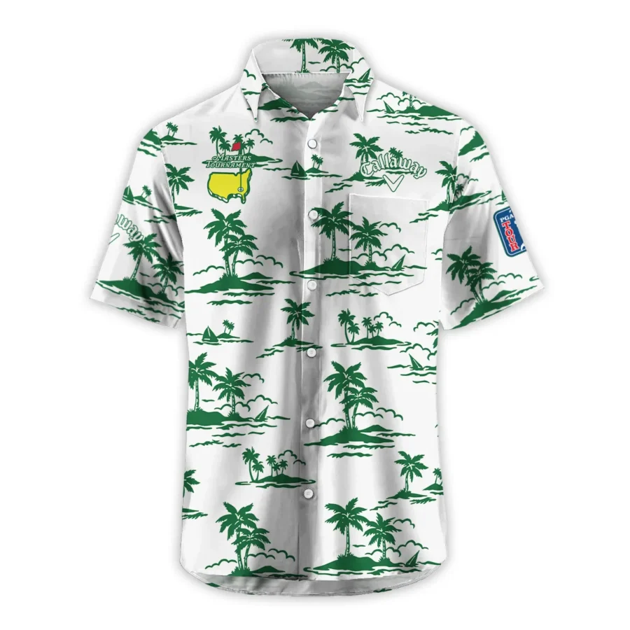 White Callaway Masters Tournament Exclusive Logo Hawaiian Shirt Zipper Pockets Ultra Lightweight Shirt HOHW250225A2CLWHWP-WHI