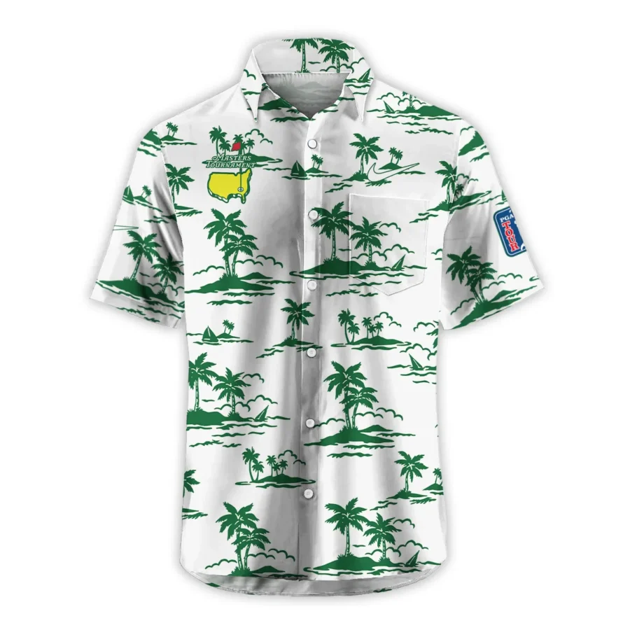 White Nike Masters Tournament Exclusive Logo Hawaiian Shirt Zipper Pockets Ultra Lightweight Shirt HOHW250225A2NKHWP-WHI