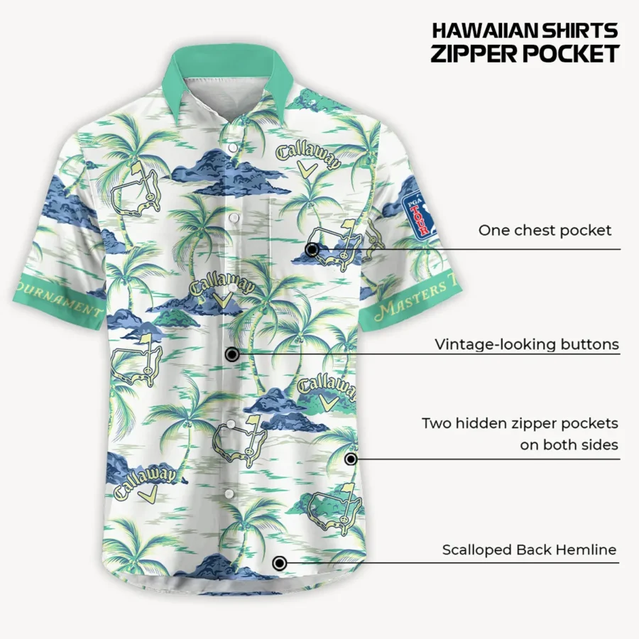 Callaway Masters Tournament Exclusive Logo Hawaiian Shirt Zipper Pockets Ultra Lightweight Shirt HOHW250225A1CLWHWP