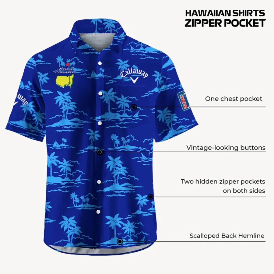 Navy Callaway Masters Tournament Exclusive Logo Hawaiian Shirt Zipper Pockets Ultra Lightweight Shirt HOHW250225A2CLWHWP-NV