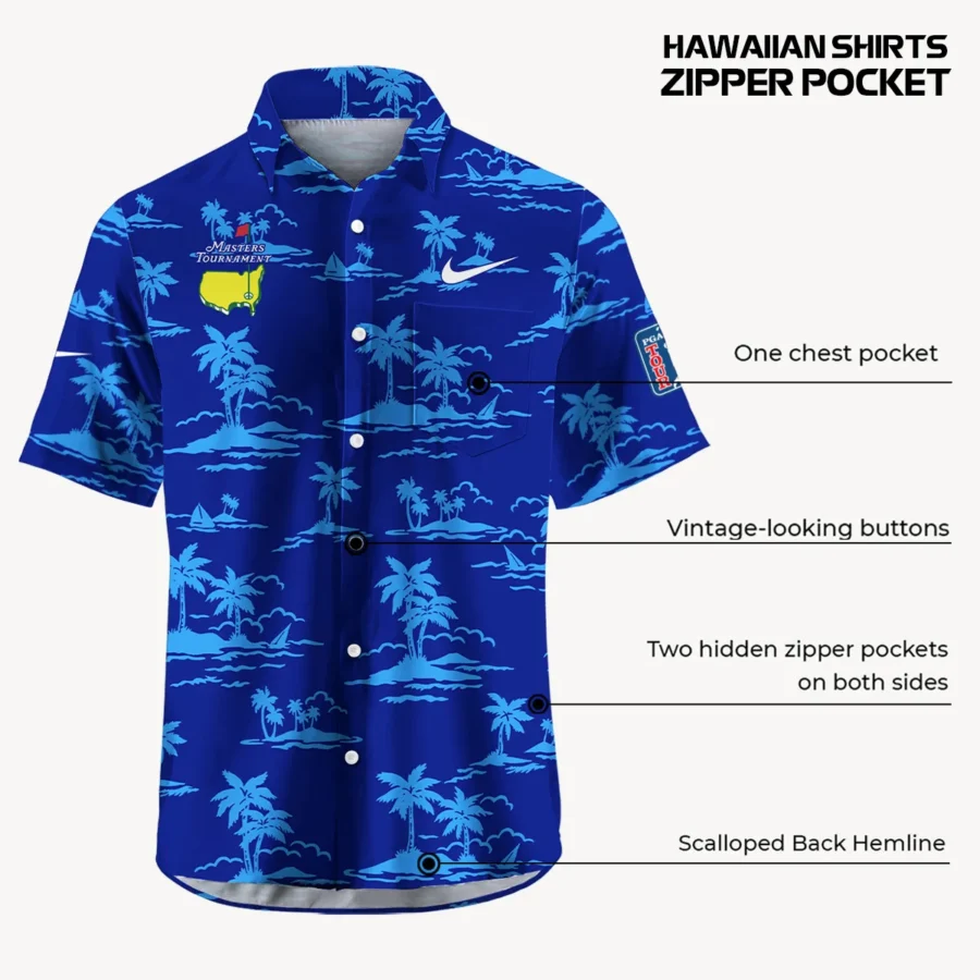 Navy Nike Masters Tournament Exclusive Logo Hawaiian Shirt Zipper Pockets Ultra Lightweight Shirt HOHW250225A2NKHWP-NV