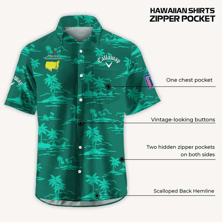 Teal Green Callaway Masters Tournament Exclusive Logo Hawaiian Shirt Zipper Pockets Ultra Lightweight Shirt HOHW250225A2CLWHWP-TG