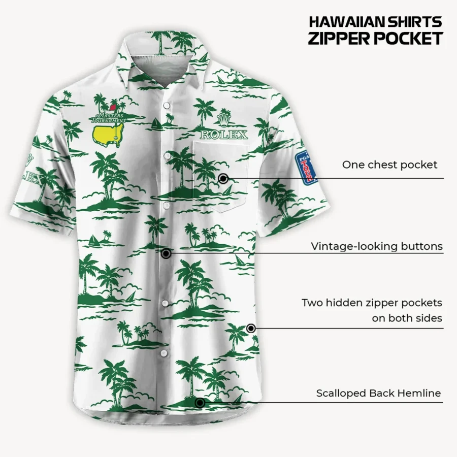 White Rolex Masters Tournament Exclusive Logo Hawaiian Shirt Zipper Pockets Ultra Lightweight Shirt HOHW250225A2ROXHWP-WHI