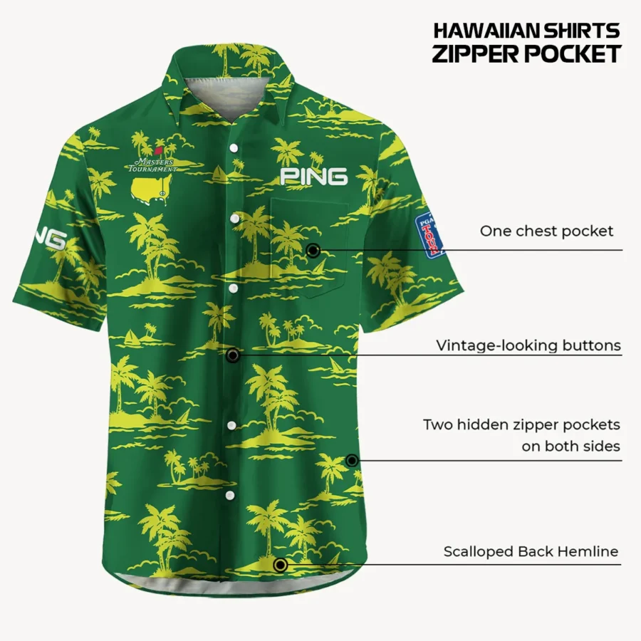 Green Ping Masters Tournament Exclusive Logo Hawaiian Shirt Zipper Pockets Ultra Lightweight Shirt HOHW250225A2PIHWP-YG