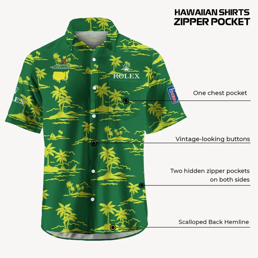 Green Rolex Masters Tournament Exclusive Logo Hawaiian Shirt Zipper Pockets Ultra Lightweight Shirt HOHW250225A2ROXHWP-YG