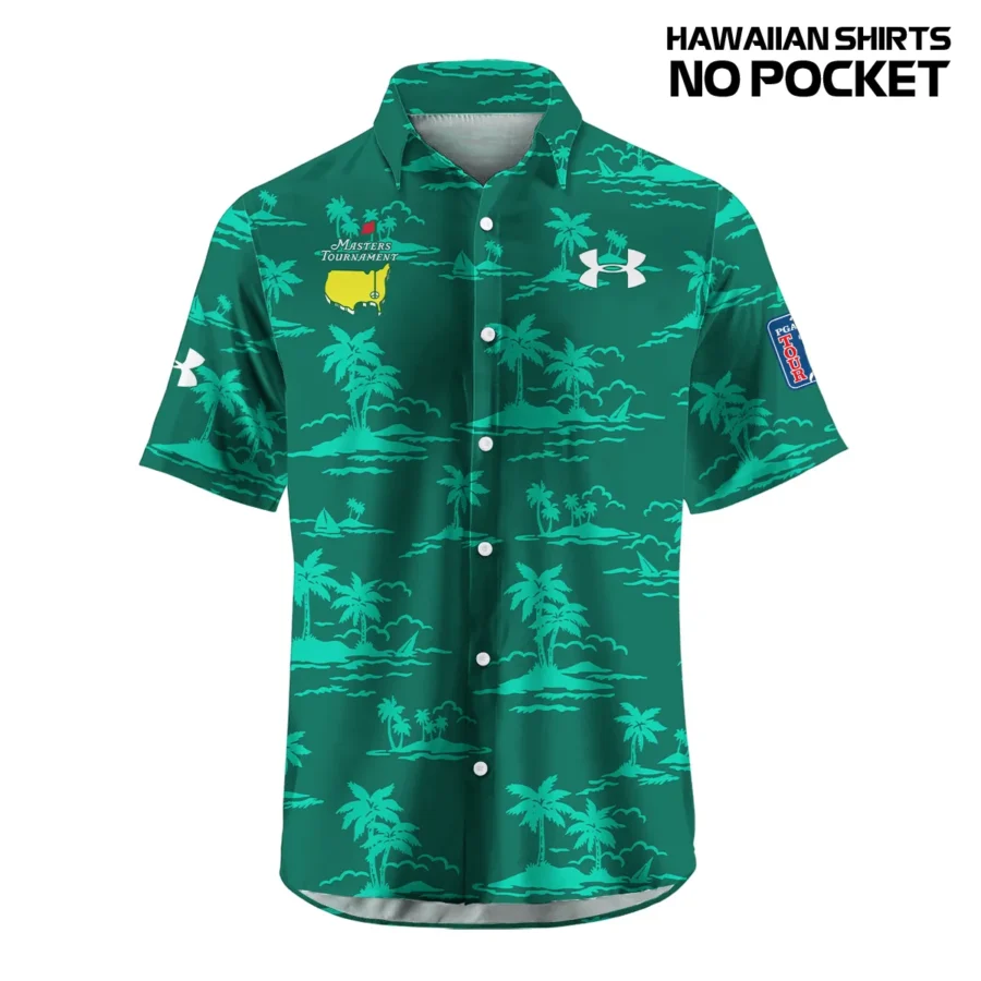Teal Green Under Armour Masters Tournament Exclusive Logo Hawaiian Shirt Zipper Pockets Ultra Lightweight Shirt HOHW250225A2UAHWP-TG